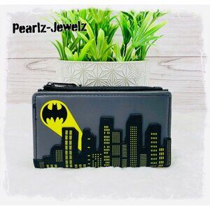 Loungefly DC Batman Bat Signal Gotham City Skyline Flap Wallet NWT